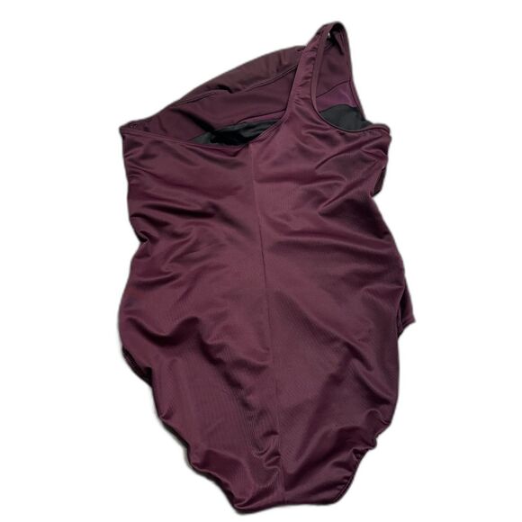 Miraclesuit Jena One Shoulder One Piece Swimsuit Tummy Control Burgundy Women 12 - Picture 7 of 8